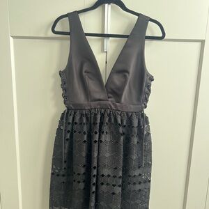 Sandro Gray Sleeveless Plunge Sundress